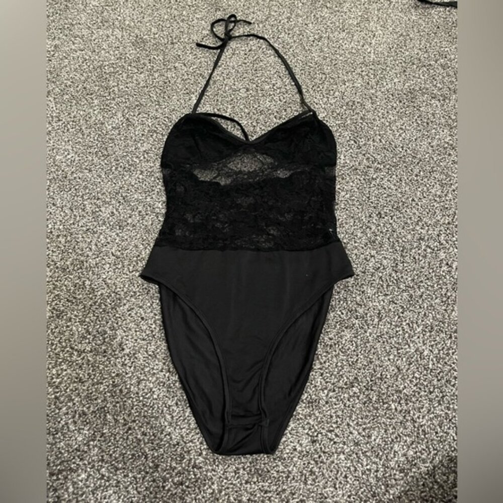 Shein black lace bodysuit L